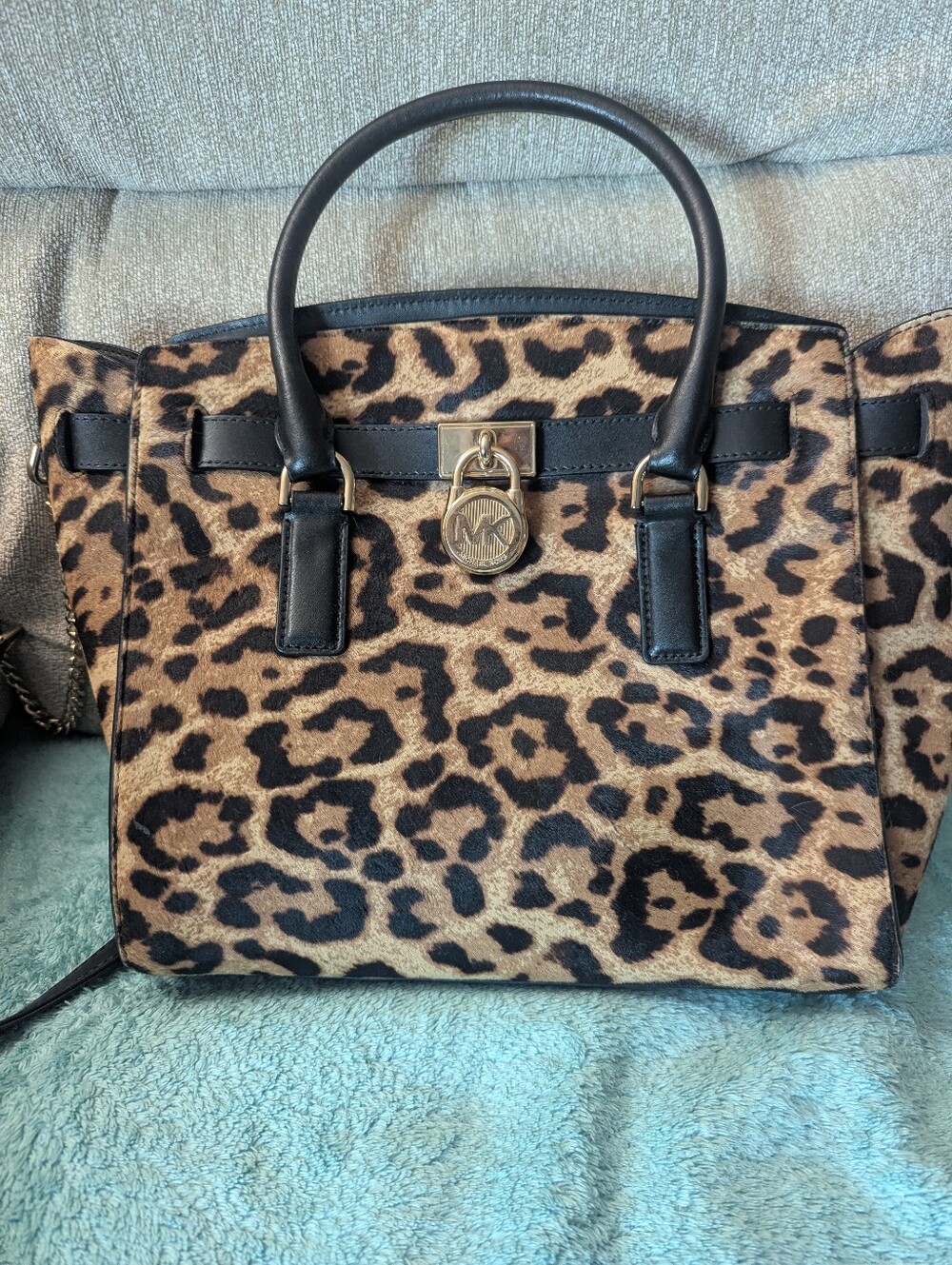 Michael Kors Leopard Print Satchel in Brown and Black